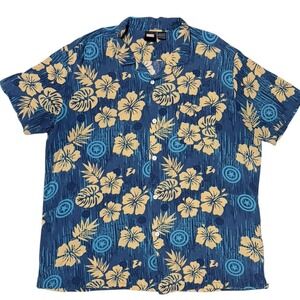 Captain America Hawaiian Shirt Button Up Men's 2XL Camp Tropical Floral Marvel